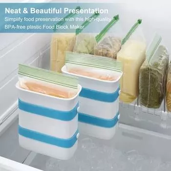 Устройство для приготовления пищевых блоков Мешок для приготовления еды Контейнер Пластиковый холодильник без BPA Холодильник Мороженое Йогурт Фруктовый десерт Суп Кирпич