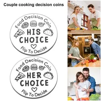 Устройство для принятия решений о еде, флип-монета, двухсторонняя, с прозрачным принтом, милый сюрприз на день Святого Валентина, забавное устройство для принятия решения о еде, флип-решатель серебряный