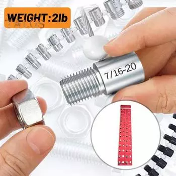 Устройство для проверки резьбы болтов и гаек. Калибр винта. Идентификационная табличка болта. Быстрое определение гаек и болтов. Портативный универсальный инструмент для механиков. красный