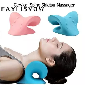 Устройство для растягивания шейного отдела позвоночника, массажер для шеи, бандаж для тела, массажная подушка, носилки, облегчение боли, инструменты для расслабления мышц розовый