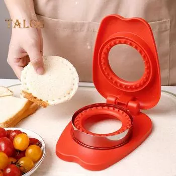 Устройство для резки и запечатывания сэндвичей в форме яблока, устройство для приготовления сэндвичей 2 в 1 для детского обеда, полезные школьные ланч-боксы и ланч-боксы красный