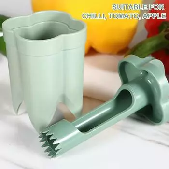 Устройство для удаления сердцевины из фруктового перца - Устройство для удаления сердцевины из перца - Резак для болгарского перца Устройство для удаления сердцевины из перца - Быстрое удаление сердцевины из фруктов и овощей для барбекю 1pc зелёный