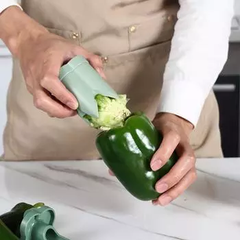 Устройство для удаления сердцевины из фруктового перца - Устройство для удаления сердцевины из перца - Резак для болгарского перца Устройство для удаления сердцевины из перца - Быстрое удаление сердцевины из фруктов и овощей для барбекю 1pc зелёный