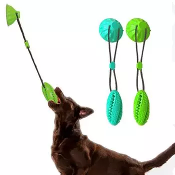 Устройство для устранения утечки зубов на присоске для домашних животных, материал TPR, защита от чистых зубов и укусов, интерактивная игрушка для собак с тянущей веревкой ONESIZE синий