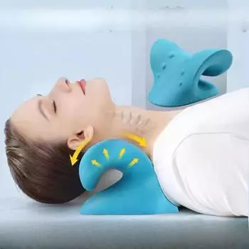 Устройство для вытягивания шейного отдела позвоночника, Массажер, Массаж тела, Подушка-носилки, Обезболивающие мышцы, Массаж шеи, Коррекция вытяжения плеч, Гравитация cervical pillow синий