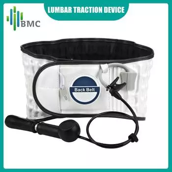 Устройство для вытяжения поясницы, коррекция поясничного отдела позвоночника, грыжа межпозвоночного диска, надувной пояс, протектор, массажер, уменьшает боль в спине белый
