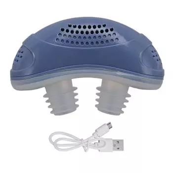 Устройство против храпа Автоматический расширитель Носовые вентиляционные пробки Перезаряжаемый 3 уровня Электрический храп синий