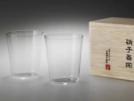 Usuhari Glass Old M Wooden Box Set of 2