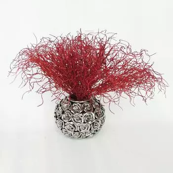 Усы дракона, Искусственная золотая пудра Спаржа 12 вилок Пластиковая цветочная имитация Симфония веток Рождественские украшения красный