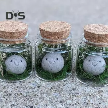 Усыновите питомца Камень для украшения Маленькая кошка Собака Мышь Ежик Лягушка Камень в прозрачной банке Ручной работы Смола Питомец Камень Настольное украшение E