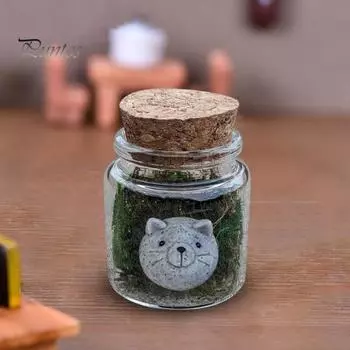 Усыновите питомца Камень для украшения Маленькая кошка Собака Мышь Ежик Лягушка Камень в прозрачной банке Ручной работы Смола Питомец Камень Настольное украшение A