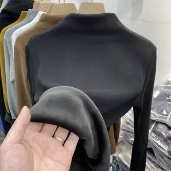 Утепленная бархатная рубашка-бомбер, женская осенне-зимняя новая бархатная полуводолазка, топ Ins термобелье M