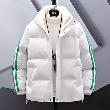 Утепленная хлопчатобумажная мужская куртка на осень и зиму для студентов младших курсов с вышивкой, толстая теплая утепленная куртка с хлопчатобумажной подкладкой M