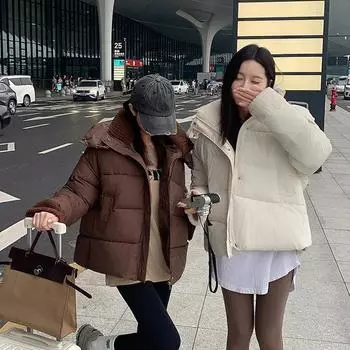 Утепленная хлопчатобумажная женская короткая зимняя куртка с хлопчатобумажной подкладкой, утолщенная хлопчатобумажная куртка, прилив M белый