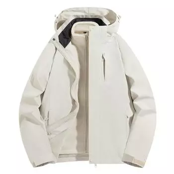 Утепленная и съемная мужская водонепроницаемая куртка из норкового флиса, ветровка, зимнее пальто с флисовой подкладкой для походов в дождь и снег на открытом воздухе L темно-синий