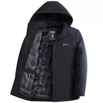 Утепленная и утепленная зимняя куртка для мужчин, пуховик, повседневная деловая куртка, теплая хлопковая куртка, одежда для защиты от холода L чёрный