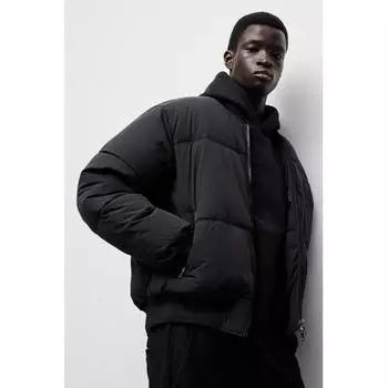 Утепленная куртка-бомбер HM свободного кроя, черная XS