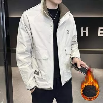 Утепленная куртка для мужчин на осень и зиму, новая модная и универсальная молодежная свободная повседневная хлопковая куртка с воротником-стойкой для мужчин M