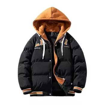 Утепленная куртка для мужчин, зимняя, подростковая, утолщенная, хлопковая, утепленная, с капюшоном, имитация, двухкомпонентная, модная мужская куртка M белый