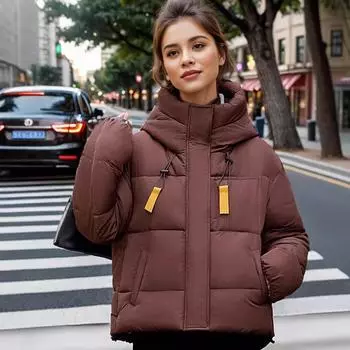 Утепленная куртка осень и зима новая утепленная куртка женская свободная утепленная куртка свободное пальто верх M чёрный