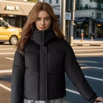 Утепленная куртка осенне-зимняя утепленная куртка женская свободная утепленная куртка свободное пальто верх M чёрный