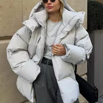 Утепленная куртка Осенняя и зимняя утепленная куртка Женская свободная утепленная куртка Свободное пальто Верх L чёрный