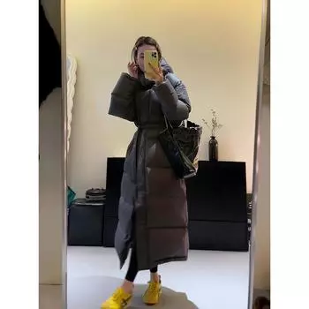 Утепленная куртка-пуховик длиной выше колена с капюшоном из тонкой утолщенной ткани с тремя защитными свойствами, женские новые зимние модели S темно-серого