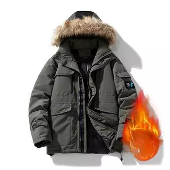 Утепленная куртка, пуховик, новая осенне-зимняя куртка с воротником-свитером, утепленная мужская куртка средней и длинной длины S