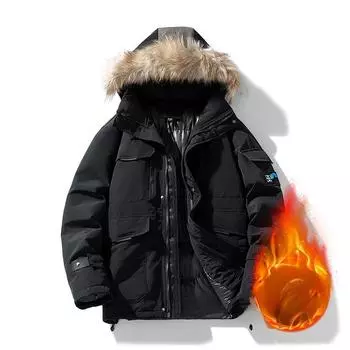 Утепленная куртка, пуховик, новая осенне-зимняя куртка с воротником-свитером, утепленная мужская куртка средней и длинной длины S