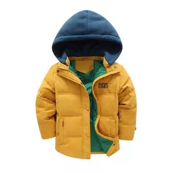 Утепленная куртка-пуховик со съемным капюшоном для мальчиков, хлопковая куртка-пуховик для мальчиков, детская куртка для детей среднего и старшего возраста 110cm королевский синий