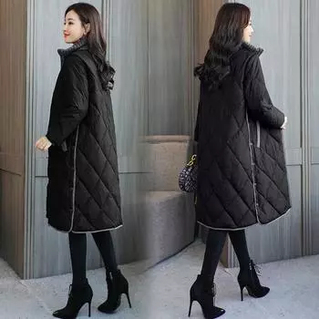 Утепленная куртка зима 2024 новая средняя и длинная большого размера свободная утолщенная куртка-пуховик зимняя L recommends 95-55 kg абрикосовый