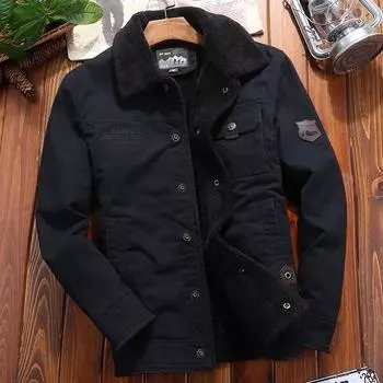 Утепленная мужская бархатная утолщенная зимняя теплая хлопковая одежда с лацканами, мужская молодежная повседневная куртка M