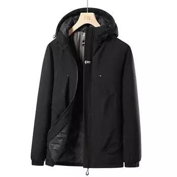 Утепленная мужская одежда с подкладкой Утепленная одежда с подкладкой Зимняя утепленная теплая одежда с подкладкой Утепленные куртки с капюшоном для мужчин Утепленные S чёрный