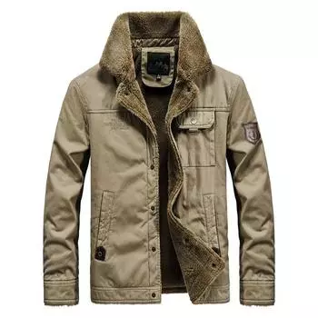 Утепленная мужская свободная куртка большого размера с флисовыми отворотами, джинсовая куртка M