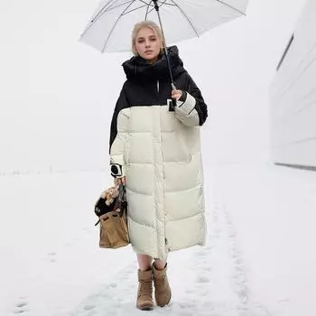 Утепленная одежда женская зимняя удлиненная версия свободная утолщенная утепленная одежда модная теплая иностранная куртка-стеганая прилив M хаки