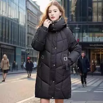 Утепленная одежда женские средние и длинные утолщенные свободные утепленные куртки, новые зимние утепленные куртки с капюшоном M хаки