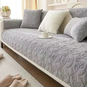 Утепленная плюшевая подушка для дивана с цветочным узором, зимние теплые диваны, полотенца, противоскользящие универсальные чехлы для диванов, мягкие одеяла для домашних животных и детей для гостиной 70x70cm 1pcs