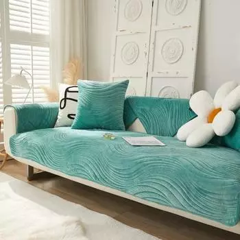 Утепленная плюшевая подушка для дивана, зимнее тепло, нескользящий чехол для дивана, универсальный чехол на четыре сезона, декор для гостиной, диван, комплексное полотенце 70x70cm 1pc