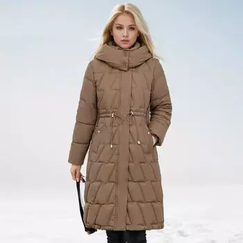 Утепленная повседневная одежда выше колена с хлопковой подкладкой женские куртки женские длинные зимние куртки с хлопковой подкладкой L хаки
