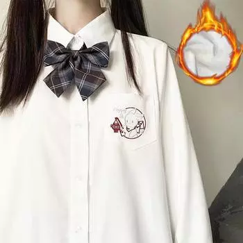 Утепленная рубашка с длинными рукавами из кроличьего пуховика, оригинальная рубашка JK Uniform с длинными рукавами, белая рубашка для женщин XS белый