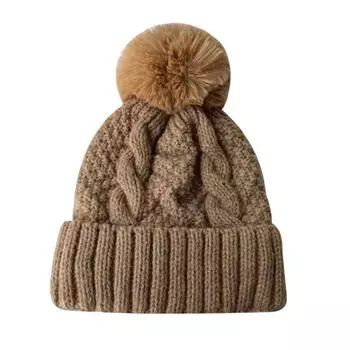 Утепленная шерстяная шапка, ветрозащитная шапка-бини, повседневная вязаная шапка, женская 04