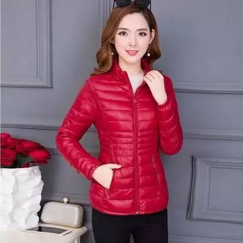 Утепленная женская куртка для мамы, антисезонная, для студента, симпатичная зимняя утепленная куртка, короткая тонкая утепленная куртка, зимнее пальто M [Recommended 70-40 kg] красный