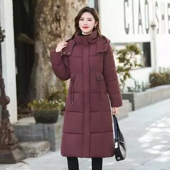 Утепленная женская одежда больших размеров, пуховики средней и длинной длины, свободные куртки, женское зимнее утепленное пальто XL чёрный