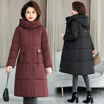 Утепленная женская одежда на ватной подкладке для людей среднего и пожилого возраста, длинная одежда на ватной подкладке, свободные длинные куртки на ватной подкладке, женские M кофейный
