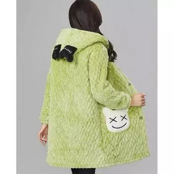 Утепленная женская свободная верхняя одежда с капюшоном для зимы, одежда больших размеров для матерей среднего и пожилого возраста XL чёрный