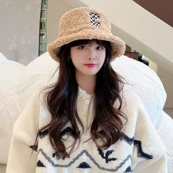 Утепленная зимняя шапка из овечьей шерсти Niche Design, панама в корейском стиле, панама для девочек, шляпа рыбака чёрный