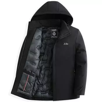 Утепленное и утепленное зимнее пальто для мужчин, пуховик, повседневное теплое хлопковое пальто L чёрный