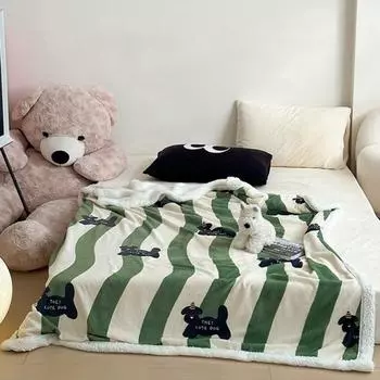 Утепленное зимнее одеяло Yousheng с рисунком из мультфильма, утолщенное флисовое одеяло, пригодное для машинной стирки, для офиса, сна, общежития, дома, кровати, дивана, для путешествий, уютное теплое одеяло