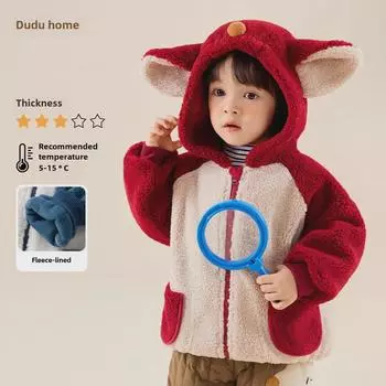 «Утепленное зимнее пальто Dudu Kids — модная верхняя одежда из бархата для мальчиков и девочек» 90cm синий