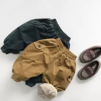 Утепленные брюки для мальчиков, зимние брюки для детей 1-8 лет, новые свободные брюки, детские повседневные брюки в корейском стиле 80cm серый